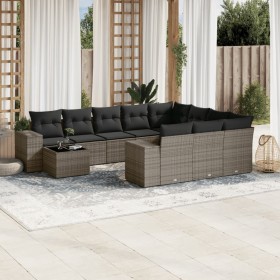 Garden sofa set 11 pieces and gray synthetic rattan cushions by , Garden sets - Ref: Foro24-3255467, Price: 723,85 €, Discoun...