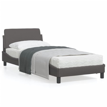 Bed frame with gray synthetic leather headboard 80x200 cm by , Beds and slatted bases - Ref: Foro24-373081, Price: 113,27 €, ...