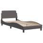 Bed frame with gray synthetic leather headboard 80x200 cm by , Beds and slatted bases - Ref: Foro24-373081, Price: 113,41 €, ...