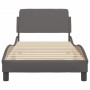 Bed frame with gray synthetic leather headboard 80x200 cm by , Beds and slatted bases - Ref: Foro24-373081, Price: 113,27 €, ...