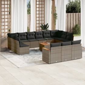 Set mit 14 Gartensofas mit Kissen synthetisches Rattangrau von , Gartensets - Ref: Foro24-3226466, Preis: 928,19 €, Rabatt: %