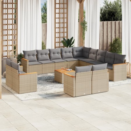 Set Gartensofas 14-teilig und Kissen synthetisches Rattan beige Mischung von , Gartensets - Ref: Foro24-3226535, Preis: 989,8...