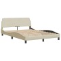 Estructura de cama con cabecero de tela color crema 120x200 cm de , Camas y somieres - Ref: Foro24-373150, Precio: 165,47 €, ...