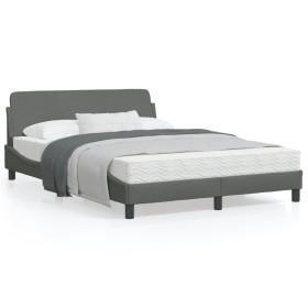 Estructura de cama con cabecero de tela gris oscuro 140x200 cm de , Camas y somieres - Ref: Foro24-373186, Precio: 138,85 €, ...