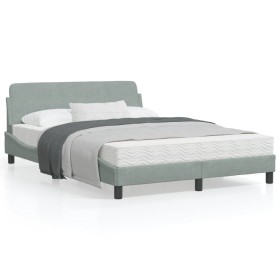 Light gray velvet bed frame with headboard 120x200cm by , Beds and slatted bases - Ref: Foro24-373152, Price: 143,74 €, Disco...