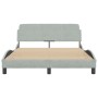 Bed frame with light gray velvet headboard 140x190cm by , Beds and slatted bases - Ref: Foro24-373192, Price: 138,86 €, Disco...