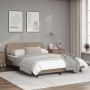 Bed frame with synthetic leather headboard in cappuccino color, 140x200cm. by , Beds and slatted bases - Ref: Foro24-373202, ...