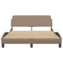 Bed frame with synthetic leather headboard in cappuccino color, 140x200cm. by , Beds and slatted bases - Ref: Foro24-373202, ...