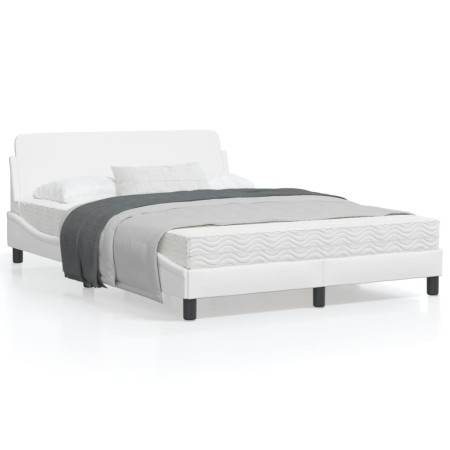 Bed frame with white synthetic leather headboard 120x200 cm by , Beds and slatted bases - Ref: Foro24-373159, Price: 166,13 €...