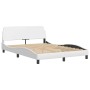 Bed frame with white synthetic leather headboard 120x200 cm by , Beds and slatted bases - Ref: Foro24-373159, Price: 166,13 €...