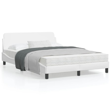 Estructura de cama cabecero cuero sintético blanco 140x200 cm de , Camas y somieres - Ref: Foro24-373199, Precio: 139,86 €, D...