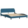 Bed frame with blue velvet headboard 160x200 cm by , Beds and slatted bases - Ref: Foro24-373216, Price: 176,36 €, Discount: %