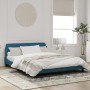 Bed frame with blue velvet headboard 160x200 cm by , Beds and slatted bases - Ref: Foro24-373216, Price: 176,36 €, Discount: %