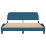 Bed frame with blue velvet headboard 160x200 cm by , Beds and slatted bases - Ref: Foro24-373216, Price: 176,36 €, Discount: %