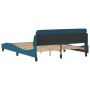 Bed frame with blue velvet headboard 160x200 cm by , Beds and slatted bases - Ref: Foro24-373216, Price: 176,36 €, Discount: %