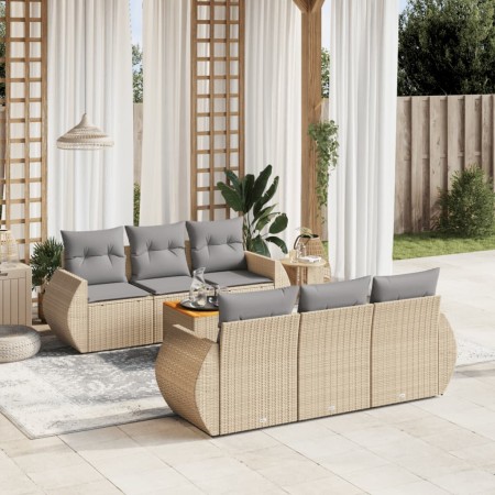 Set sofás de jardín 7 piezas y cojines ratán sintético beige de , Conjuntos de jardín - Ref: Foro24-3257228, Precio: 556,82 €...