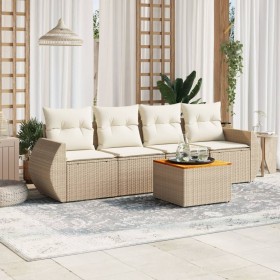 Set Gartensofas mit Kissen 5 Stück synthetisches Rattan beige von , Gartensets - Ref: Foro24-3224882, Preis: 426,99 €, Rabatt: %