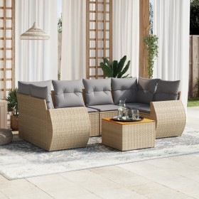 Set aus 7-teiligen Gartensofas und Kissen, synthetisches Rattan, beige von , Gartensets - Ref: Foro24-3257235, Preis: 508,10 ...