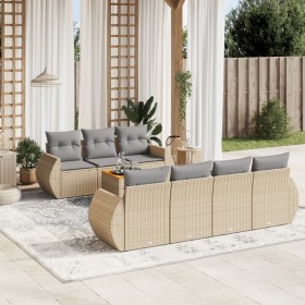 Garden sofa set with beige cushions, 8 pieces, PE rattan. by , Garden sets - Ref: Foro24-3257242, Price: 627,83 €, Discount: %