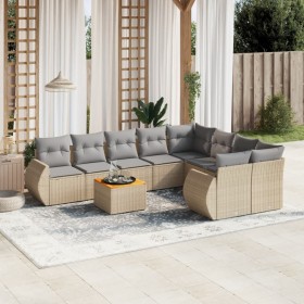 Set de sofás de jardín 9 pzas con cojines ratán sintético beige de , Conjuntos de jardín - Ref: Foro24-3257263, Precio: 684,9...