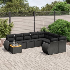 Set de sofás de jardín 10 pzas cojines ratán sintético negro de , Conjuntos de jardín - Ref: Foro24-3257497, Precio: 670,99 €...