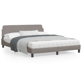 Bed frame with taupe gray fabric headboard 160x200 cm by , Beds and slatted bases - Ref: Foro24-373209, Price: 187,94 €, Disc...