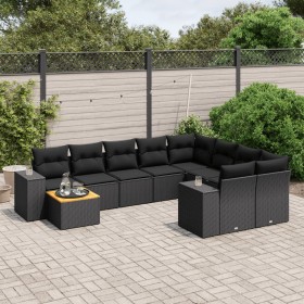 Gartensofa-Set, 10-teilig, mit schwarzen Kissen und synthetischem Rattan. von , Gartensets - Ref: Foro24-3257938, Preis: 706,...