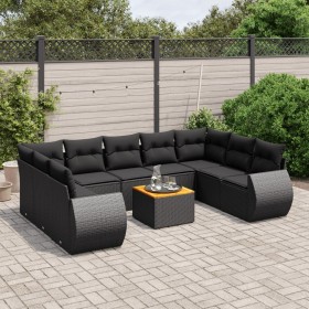 Set de sofás de jardín 10 pzas cojines ratán sintético negro de , Conjuntos de jardín - Ref: Foro24-3257476, Precio: 639,92 €...