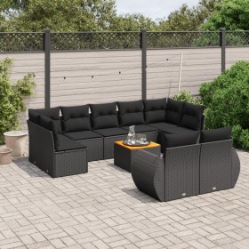 Set de sofás de jardín 10 pzas cojines ratán sintético negro de , Conjuntos de jardín - Ref: Foro24-3257483, Precio: 639,99 €...