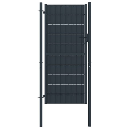 Anthracite gray PVC and steel fence gate 100x164 cm by vidaXL, garden gates - Ref: Foro24-145235, Price: 204,71 €, Discount: %