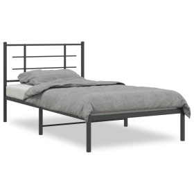 Bed frame with black metal headboard 100x190 cm by , Beds and slatted bases - Ref: Foro24-355555, Price: 67,99 €, Discount: %