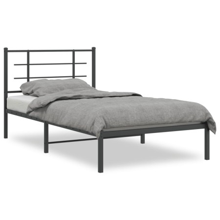 Estructura de cama con cabecero metal negro 100x190 cm de , Camas y somieres - Ref: Foro24-355555, Precio: 68,29 €, Descuento: %