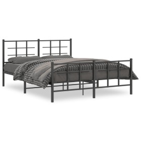 Black metal headboard and footboard bed frame 150x200 cm by , Beds and slatted bases - Ref: Foro24-355581, Price: 116,99 €, D...