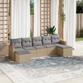 Gartensofa-Set mit beigem Kissenmix, 7-teilig aus PE-Rattan von , Gartensets - Ref: Foro24-3226234, Preis: 419,53 €, Rabatt: %