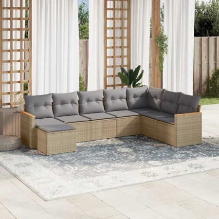 Gartensofa-Set mit beigem Kissenmix, 8-teilig aus PE-Rattan von , Gartensets - Ref: Foro24-3226248, Preis: 520,51 €, Rabatt: %