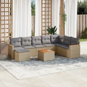 Gartensofa-Set mit beigem Kissenmix, 9-teilig aus PE-Rattan von , Gartensets - Ref: Foro24-3226255, Preis: 576,14 €, Rabatt: %