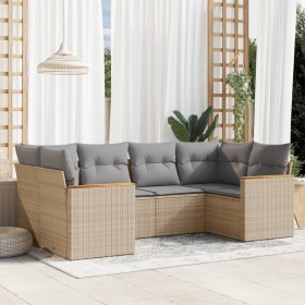 Gartensofa-Set mit beigem Kissenmix, 6-teilig, PE-Rattan von , Gartensets - Ref: Foro24-3226262, Preis: 406,32 €, Rabatt: %