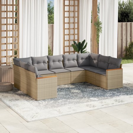 Gartensofa-Set mit beigem Kissenmix, 9-teilig aus PE-Rattan von , Gartensets - Ref: Foro24-3226276, Preis: 591,12 €, Rabatt: %