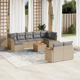 Gartensofa-Set mit beigen Kissen, 10-teilig, synthetisches Rattan von , Gartensets - Ref: Foro24-3226297, Preis: 643,99 €, Ra...