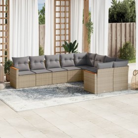 Gartensofa-Set mit beigem Kissenmix, 9-teilig aus PE-Rattan von , Gartensets - Ref: Foro24-3226304, Preis: 591,12 €, Rabatt: %