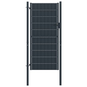 Anthracite gray PVC and steel fence gate 100x204 cm by vidaXL, garden gates - Ref: Foro24-145236, Price: 234,99 €, Discount: %