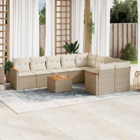 Gartensofa-Set mit beigen Kissen, 10-teilig, synthetisches Rattan von , Gartensets - Ref: Foro24-3226310, Preis: 745,99 €, Ra...