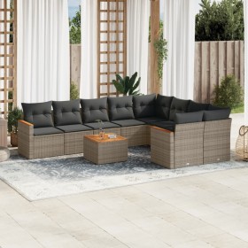 10-piece garden sofa set with gray synthetic rattan cushions by , Garden sets - Ref: Foro24-3226312, Price: 622,75 €, Discoun...