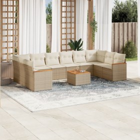 11-teiliges Gartensofa-Set mit beigen synthetischen Rattankissen von , Gartensets - Ref: Foro24-3226331, Preis: 805,67 €, Rab...