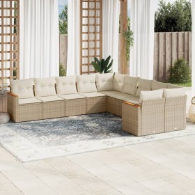 Gartensofa-Set mit beigen Kissen, 10-teilig, synthetisches Rattan von , Gartensets - Ref: Foro24-3226352, Preis: 753,15 €, Ra...