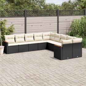 Gartensofa-Set 10-teilig mit schwarzen synthetischen Rattankissen von , Gartensets - Ref: Foro24-3226350, Preis: 637,19 €, Ra...