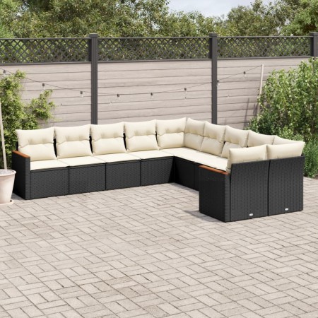 Gartensofa-Set 10-teilig mit schwarzen synthetischen Rattankissen von , Gartensets - Ref: Foro24-3226350, Preis: 655,63 €, Ra...