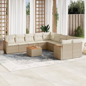 11-teiliges Gartensofa-Set mit beigen synthetischen Rattankissen von , Gartensets - Ref: Foro24-3226359, Preis: 847,99 €, Rab...