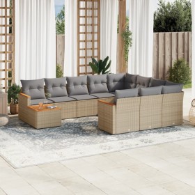 Gartensofa-Set mit beigem Kissenmix, 11-teilig aus PE-Rattan von , Gartensets - Ref: Foro24-3226367, Preis: 710,99 €, Rabatt: %