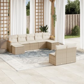 9-teiliges Gartensofa-Set mit beigen synthetischen Rattankissen von , Gartensets - Ref: Foro24-3226373, Preis: 617,99 €, Raba...